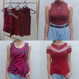 [TAKE ALL FOR 50 PESOS ONLY] Shades of Red Sleeveless Tops for Women