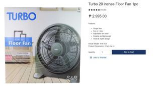 Turbo 20 inches Floor Fan