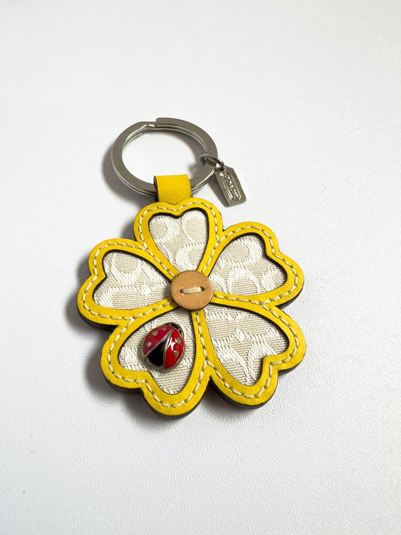Authentic Vintage Coach Ladybug on Yellow Monogram Flower Bag