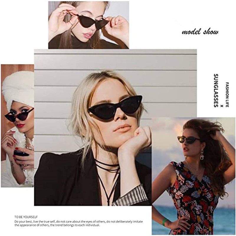 Vintage Narrow Cat Eye Sunglasses, Women's Fashion, Watches