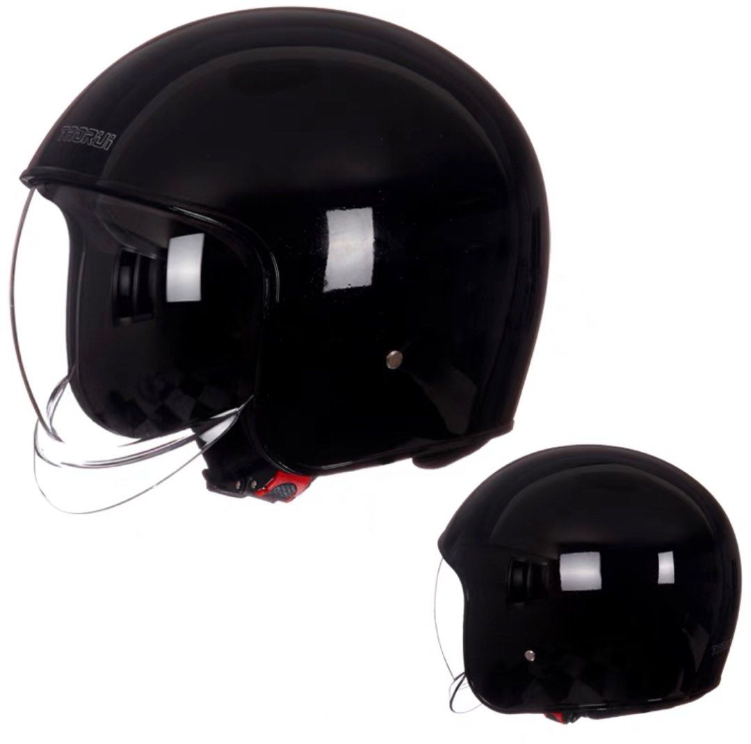 Gloss Black Inbuilt Built In Lens Peak Bubble Astronaut Motorcycle Helmet Open Face Retro Vintage Classic Visor Vespa Scooter Cafe Racer Motorbike Bike Leather Gloss Old School Harley (Category: Motorcycle Apparel) located in Singapore. Submitted by soulfulsavour (Listing ID 1304856547, Image 2). Description: Gloss Black Inbuilt Built In Lens Peak Bubble Astronaut Motorcycle Helmet Open Face Retro Vintage Classic Visor Vespa Scooter Cafe Racer Mo