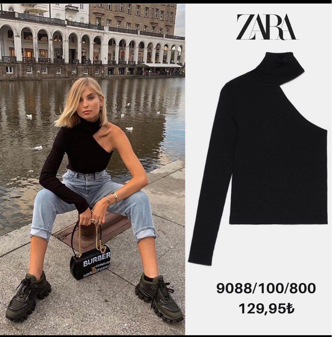 Zara one shoulder sweater clearance