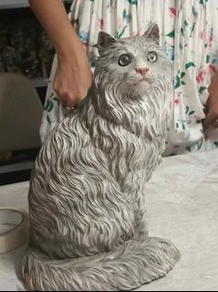 1980s vintage italy made  11" 4kgs ceramic persian cat