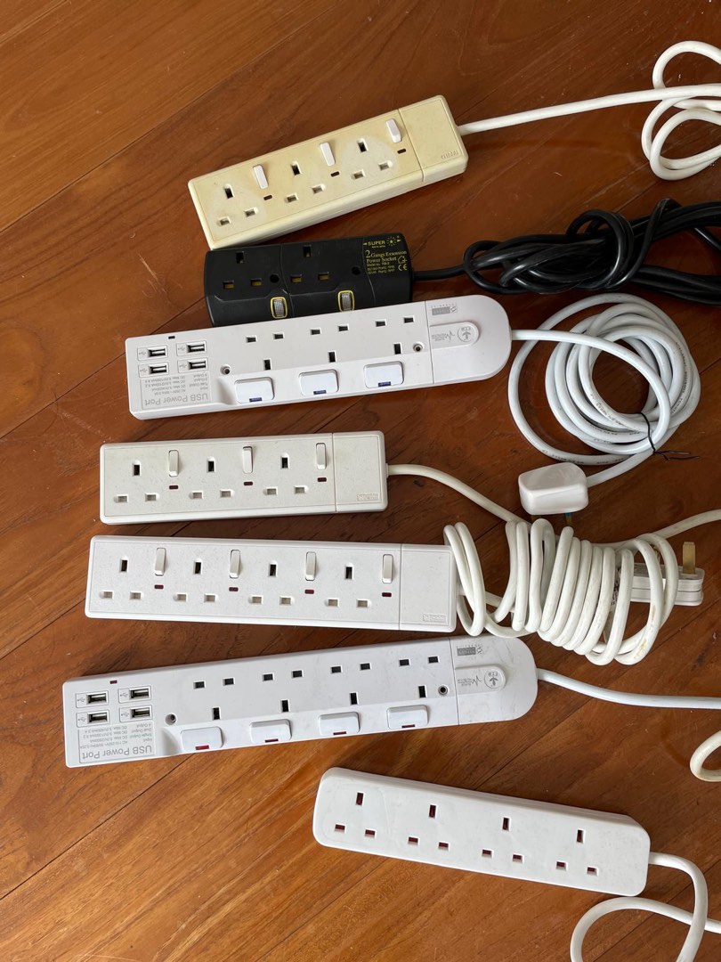 各式各樣插蘇拖板 extension cord sockets socket cords , 家庭電器, 轉插器及插頭 - Carousell