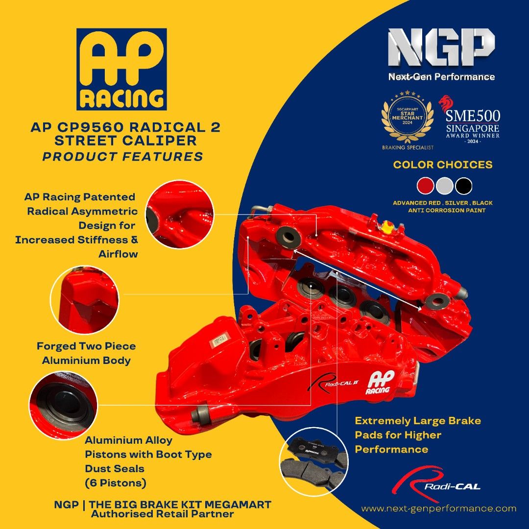 AP Racing Big Brake Kit Promotion CP9200 , CP9040 , CP9540 , CP9560 , CP9660 , CP9665 (Category: Accessories) located in Singapore. Submitted by next-genperformance (Listing ID 1304975679, Image 3). Description: 🔥𝗚𝗲𝘁 𝘁𝗵𝗲 𝗕𝗲𝘀𝘁 𝐄𝐧𝐠𝐥𝐢𝐬𝐡 𝐁𝐫𝐚𝐤𝐢𝐧𝐠 𝐏𝐨𝐰𝐞𝐫 𝘄𝗶𝘁𝗵 𝗔𝗣-𝗥𝗮𝗰𝗶𝗻𝗴 𝐁𝐢𝐠 𝐁𝐫𝐚𝐤𝐞 𝐊𝐢𝐭𝐬 𝐍𝐨𝐰! 🔥 🏁 From city streets to track days, AP-Racing calipers deliver unparalleled performance and reliability 🚗�