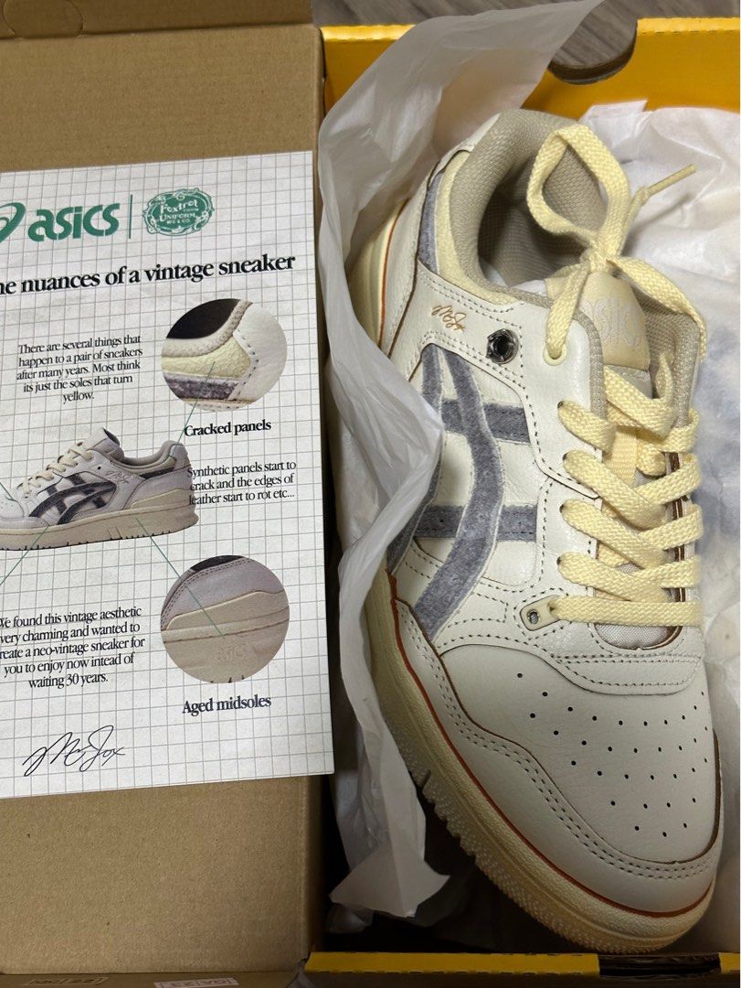 Asics ex89 x foxtrot uniform (Category: Sneakers) located in Singapore. Submitted by roundedstr (Listing ID 1304979908, Image 1). Description: US 7 . $219 Rtp Brand new with box , receipt Silver grommet on each side of the shoe. No trades no nego.