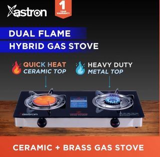Astron DUAL FLAME Ceramic And Premium Double Burner Gas Stove Tempered Glass Top Infrared Burner