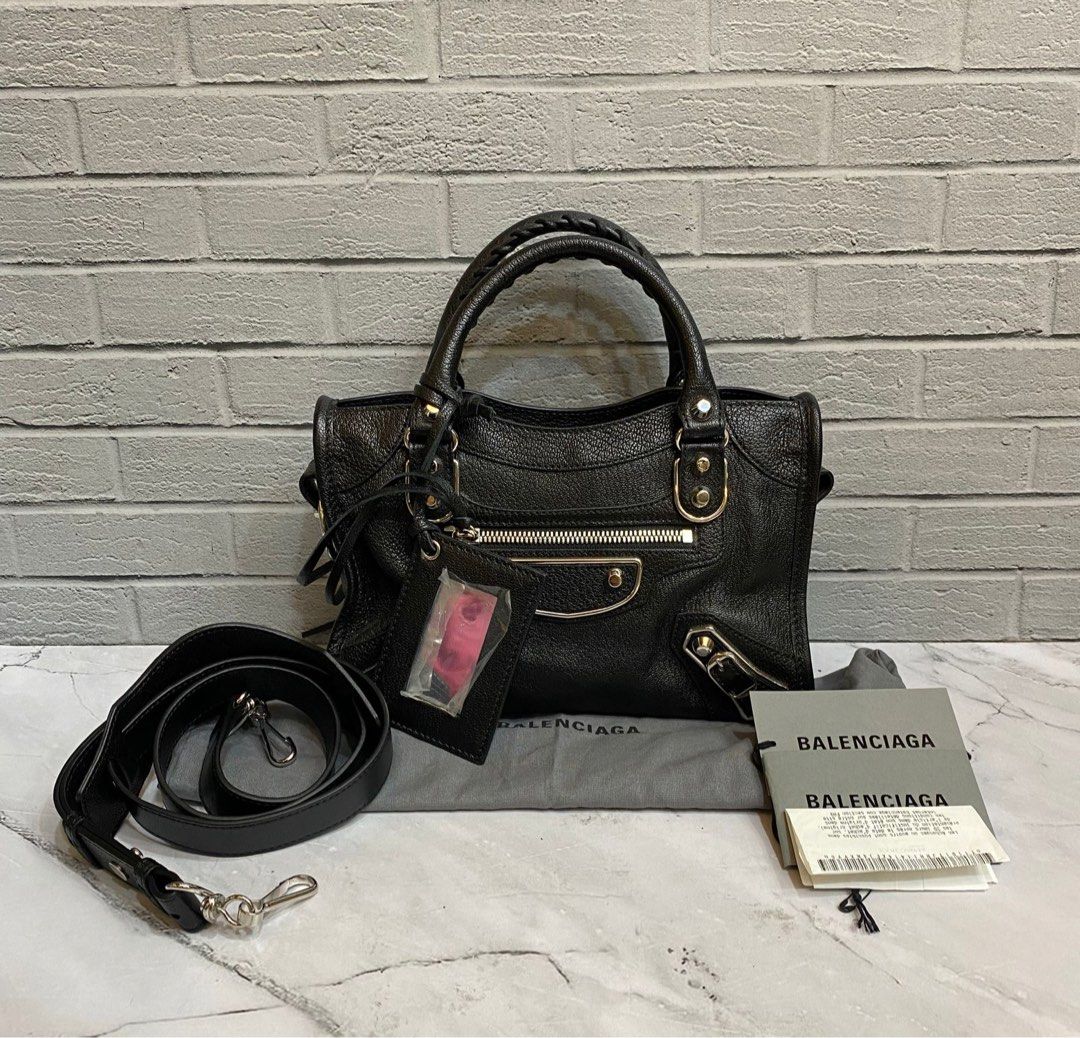 Classic Metallic Balenciaga Small City Edge Black Classic Mini