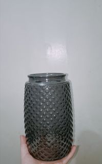 Big round Black-colored glass vase