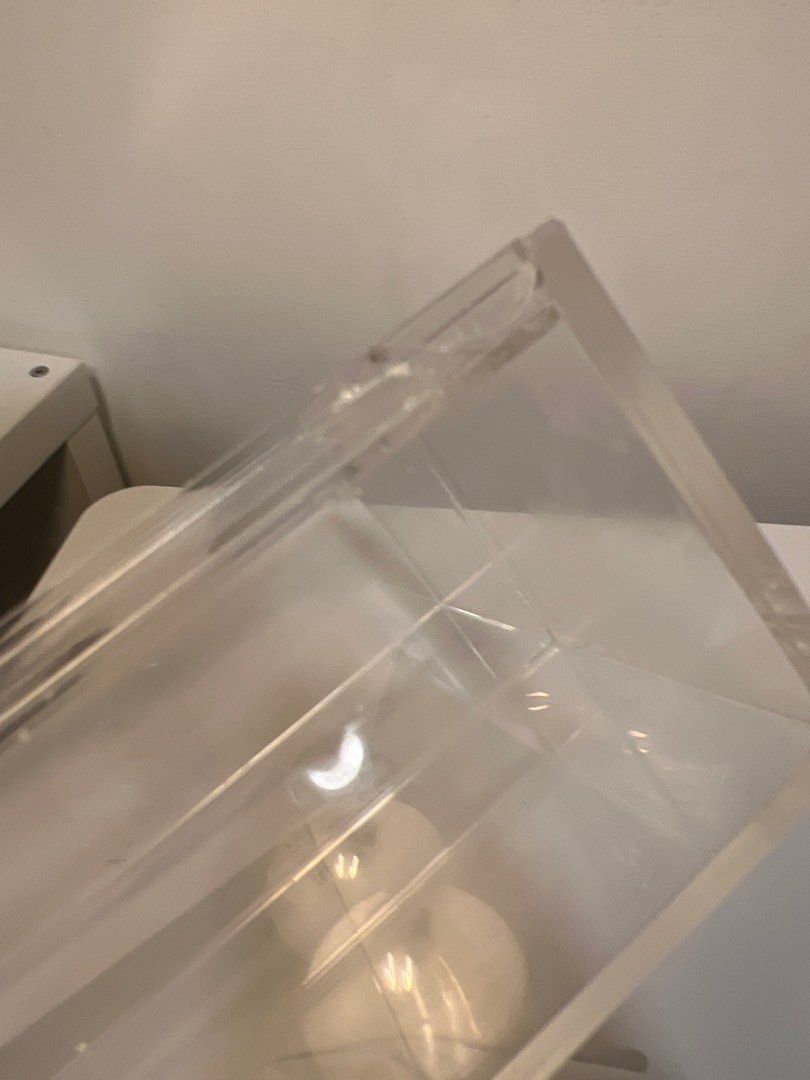 broken corner fixed with glue muji acrylic box, Furniture & Home Living ...