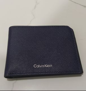 CK saffiano leather slim bifold wallet