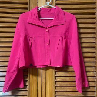 cropped hot pink polo top