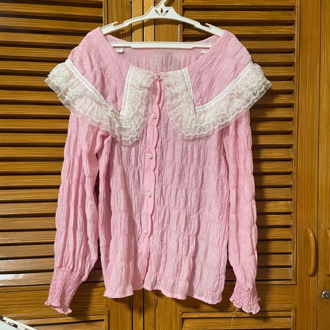 cute longsleeves top/dress (Category: Blouses) located in Las Pinas. Submitted by anitza (Listing ID 1305015741, Image 1). Description: — thrifted but never used! — idk how to style her HUHU — cute pearl buttons .. — can fit S-L.