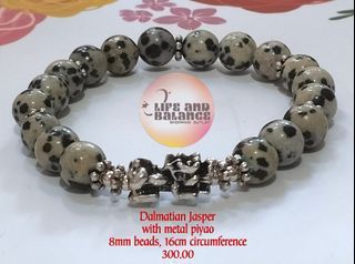 Dalmatian Jasper with Metal Piyao Bracelet