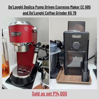 De’Longhi Dedica Pump Driven Espresso Maker EC 685 and De’Longhi Coffee Grinder KG 79