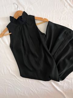 G2000 Black Silk Satin Halterneck Dress