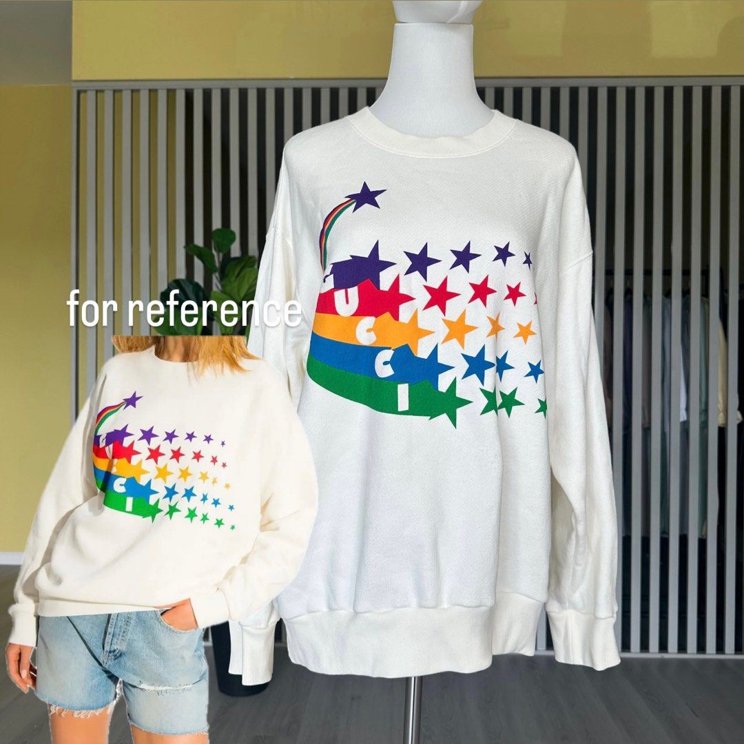 Gucci Rainbow Sweatshirt Oversize Women s Fashion Tops Longsleeves on Carousell