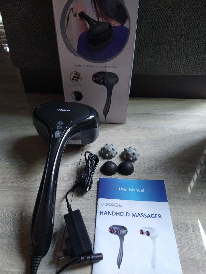 Handheld MassagerAUS (Category: Massage Devices) located in Manila. Submitted by PickClickShip (Listing ID 1305035910, Image 3). Description: Visage Handheld Massager AUS Deliver the perfect massage with this easy to use handheld massager which allows you to get to those hard to reach areas. - brand: Visage AUS - comes with 3 sets of massage nodes - 4 speeds - double head design with added heating massage functionality - lightweight design for co