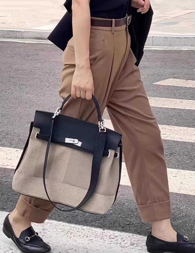 Canvas birkin style bag hot sale