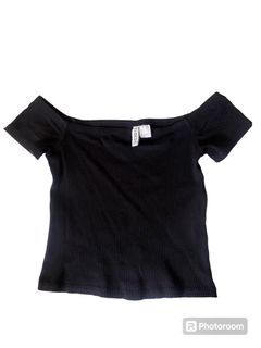 H&M Basic Divided Cropped Off shoulder Black Size Eur S