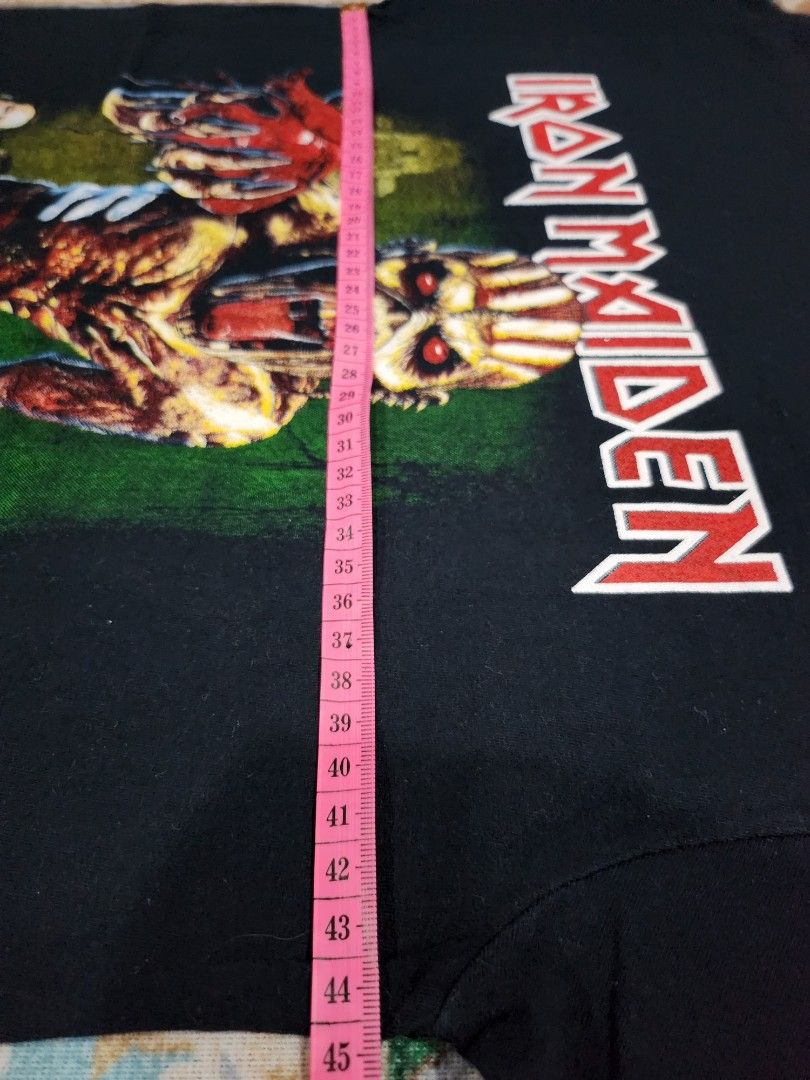 FRUIT OF THE LOOM IRON MAIDEN Skull Pattern Band T-shirt Band Tee Men's M size cotton black type Vintage Second Hand