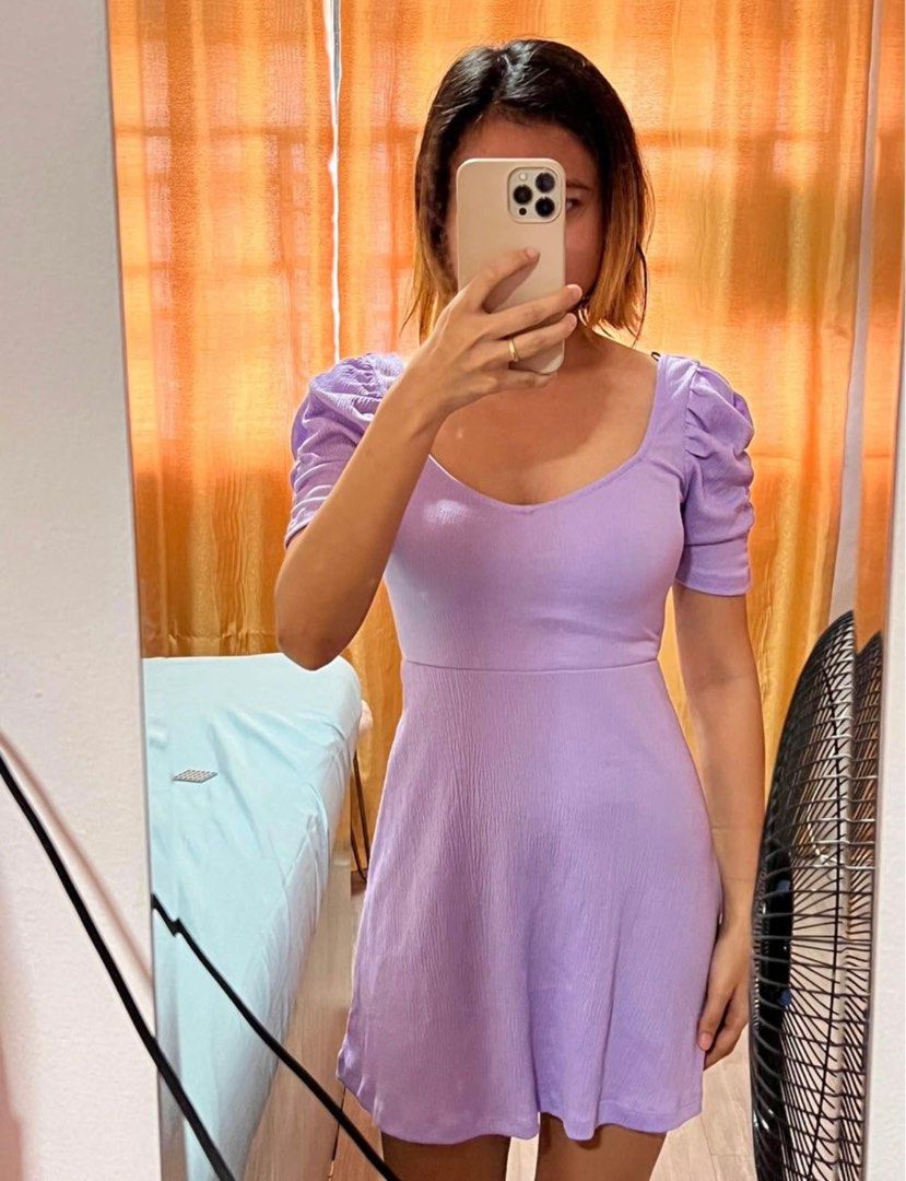 Lilac Puff Sleeve Dress Women s Fashion Dresses Sets Dresses on Carousell
