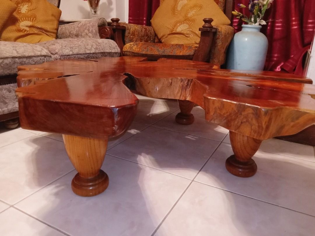Live Edge Coffee Table with Rustic Character, Vintage (Category: Tables & Sets) located in Dasmarinas. Submitted by jamricana137 (Listing ID 1305105270, Image 3). Description: This exquisite vintage live edge wood coffee table exudes a rustic charm and natural elegance that effortlessly enhances any interior space. The table's live edge design showcases the natural contours and unique grain patterns of the wood. This creates a striking and one-of