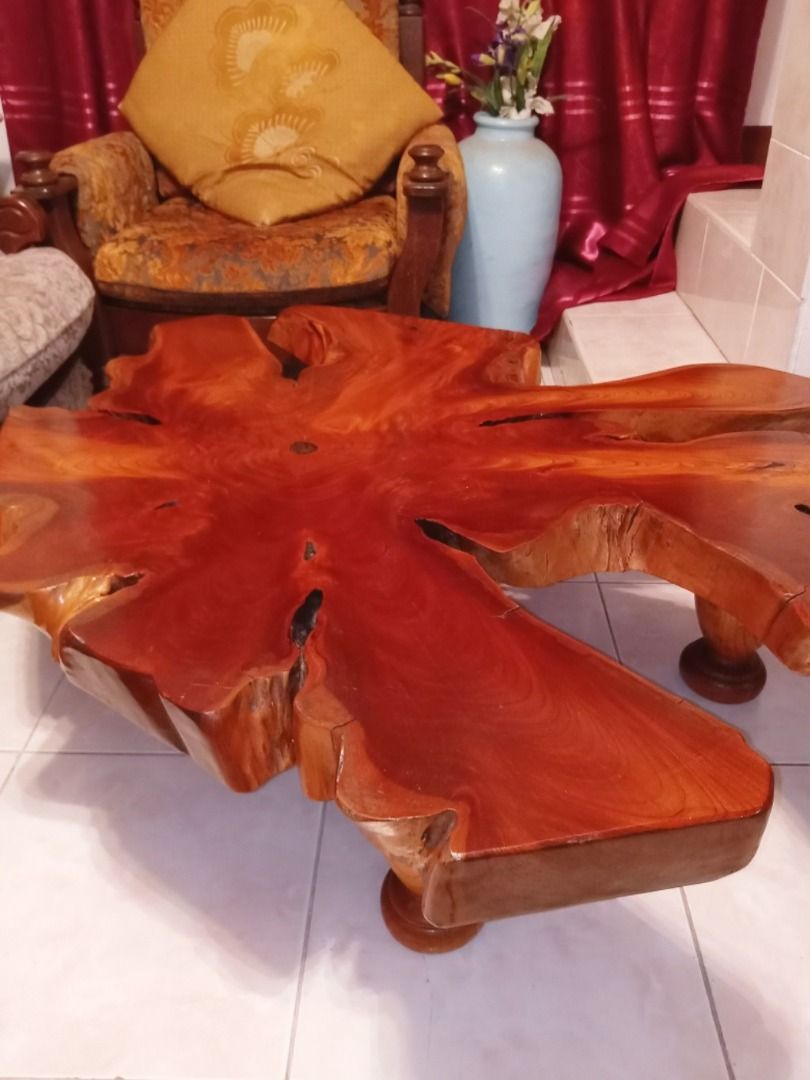 Live Edge Coffee Table with Rustic Character, Vintage (Category: Tables & Sets) located in Dasmarinas. Submitted by jamricana137 (Listing ID 1305105270, Image 2). Description: This exquisite vintage live edge wood coffee table exudes a rustic charm and natural elegance that effortlessly enhances any interior space. The table's live edge design showcases the natural contours and unique grain patterns of the wood. This creates a striking and one-of