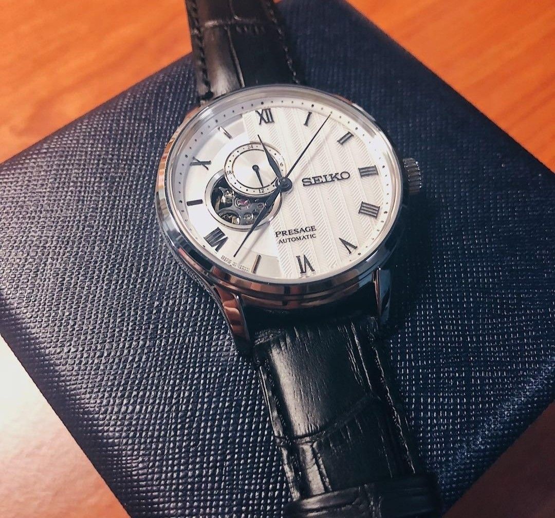 Lowest Price Seiko Presage Open Heart SSA379 Men s Automatic White Dial Leather Strap Watch ssa379 ssa379j ssa379j1 Birthday gift birthday seiko