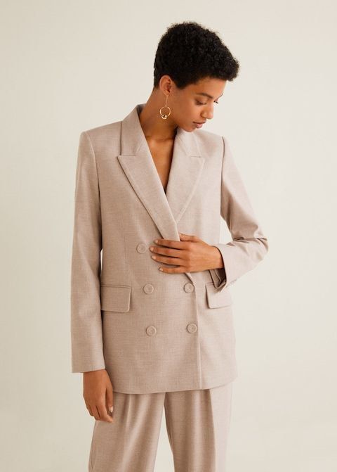 Mango double breasted structured blazer sales