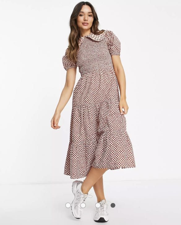 neon rose gingham dress June Gingham Midaxi Dress