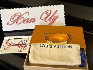 Original Louis Vuitton LV Nanogram Cuff in Yellow gold hardware