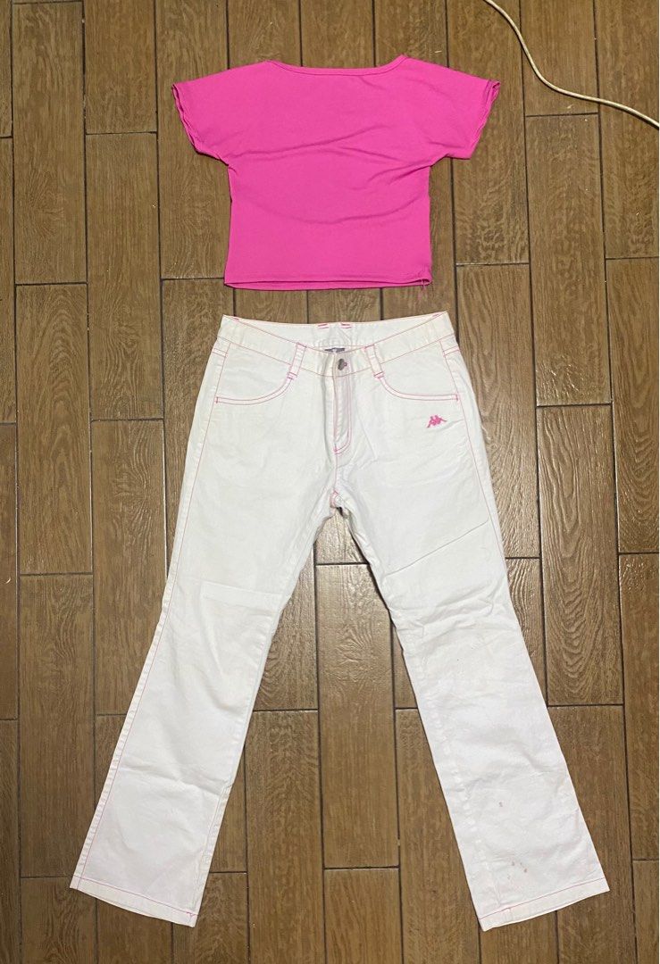 pink pinterest outfit bundle (Category: Sets or Coordinates) located in Bacoor. Submitted by declan__chambie (Listing ID 1305049798, Image 1). Description: - outfit bundle (steal price) - save PHP 30.00 hot pink backless top - selling separately for PHP 40.00 - size s-m (freesize) - never worn - rfs: too big on me - swipe for ww (from the shop i got it from) low waist white with pink contrast stitch kappa pants - selling separately for PHP 90.00 
