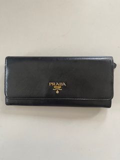 Prada bi-fold long wallet 93809 Saffiano ladies black PRADA [AFI17]
