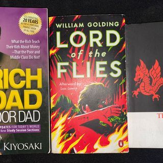 PRE-LOVED BOOKS. LORD OF THE FLIES, RICH DAD POOR DAD, ART OF WAR