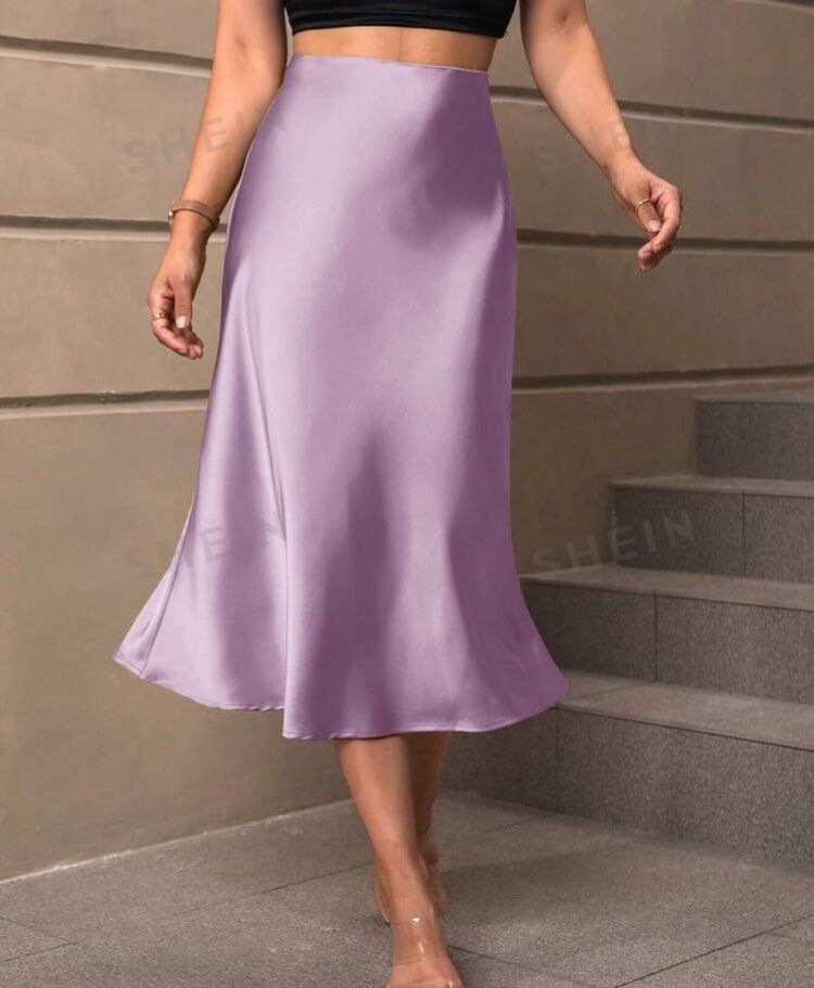 Lavender silk midi skirt store
