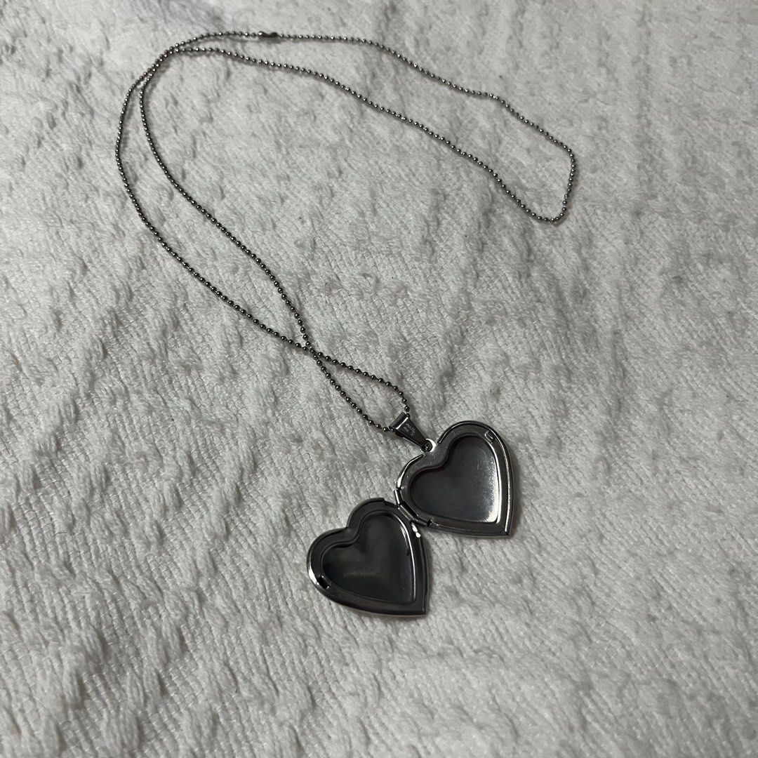 Silverworks HEART locket pendant with long stainless steel chain SILVER Women s Fashion Jewelry Organizers Necklaces on Carousell