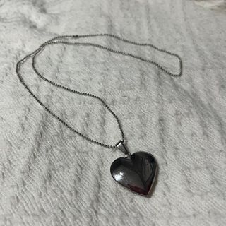 Silverworks HEART  locket pendant with long stainless steel chain - SILVER