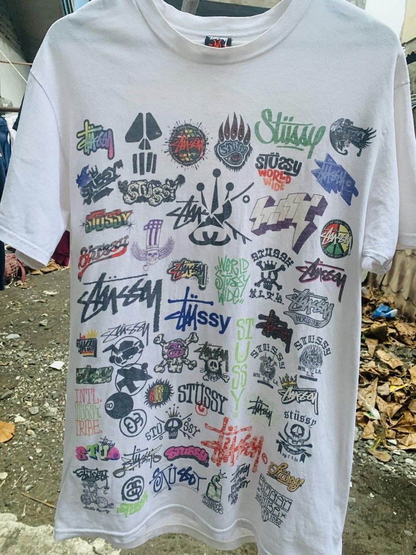 VINTAGE STUSSY ALL LOGO TEE (Category: Tshirts & Polo Shirts ) located in Davao. Submitted by 123hrift (Listing ID 1305096440, Image 1). Description: Vintage Stussy All Logo Size Medium 20 Width x 30 Length Excellent condition 9/10 Color Rate P8,000 Free Shipping.