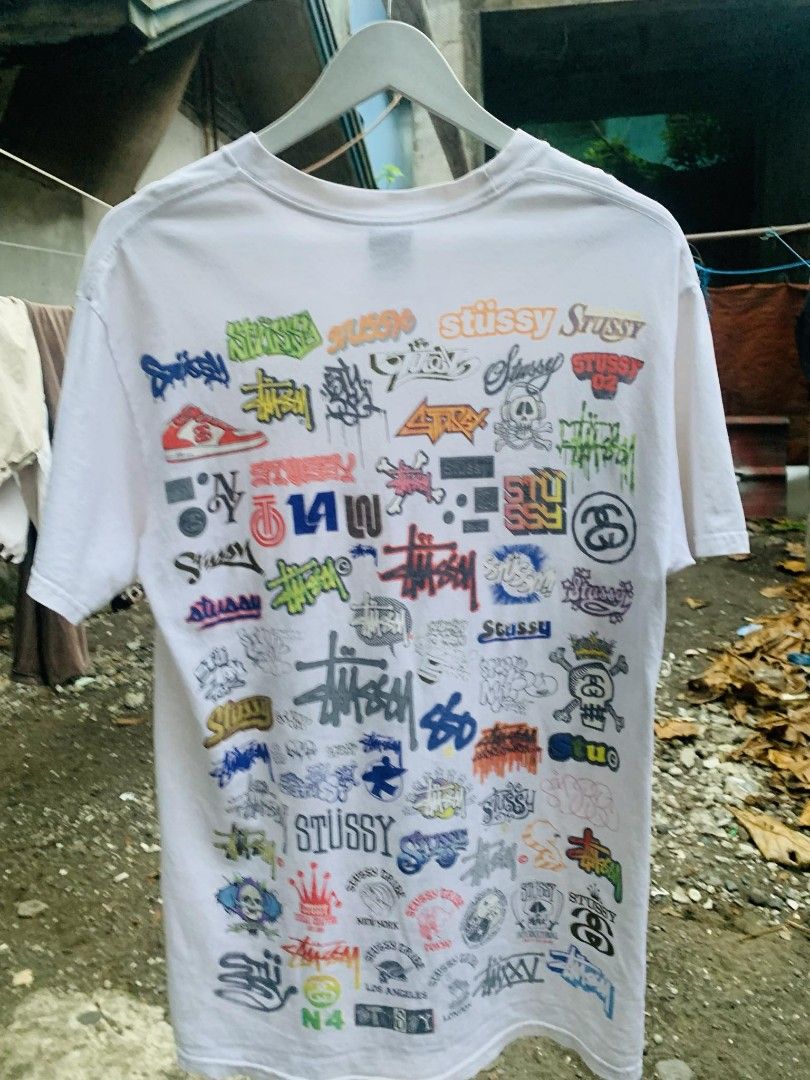 VINTAGE STUSSY ALL LOGO TEE (Category: Tshirts & Polo Shirts ) located in Davao. Submitted by 123hrift (Listing ID 1305096440, Image 2). Description: Vintage Stussy All Logo Size Medium 20 Width x 30 Length Excellent condition 9/10 Color Rate P8,000 Free Shipping.