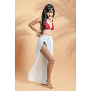White Beach Cover Up Pants w/ Slit