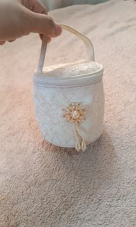 White mini lace organizer purse
