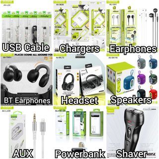 Wholesale! Alibaba Charger, USB Cable, Earphones, Speaker, Powerbank, AUX, Headset