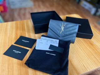 YSL Authentic Compact Wallet / Card holder in Gray