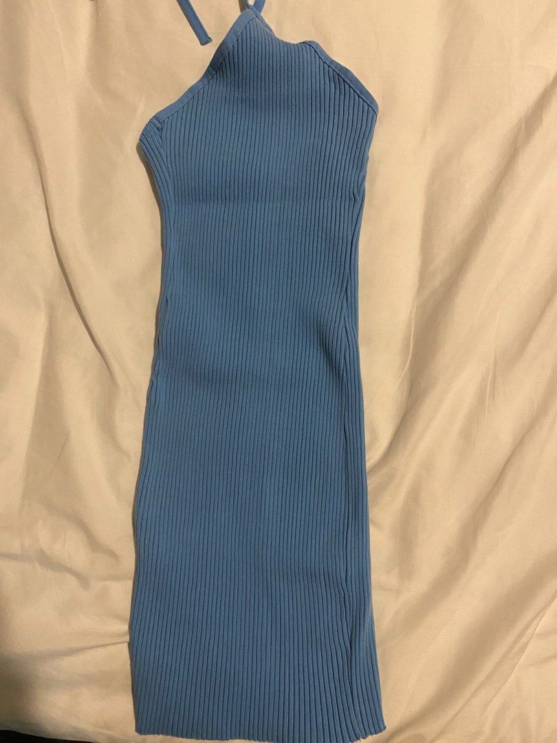 zara ribbed halter dress Navy Satin Halter Maxi Dress – Mint Velvet main image 0