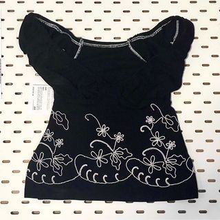 [ RUSH SELLING ] vintage y2k early 2000s coquette love dianna black floral glittery top