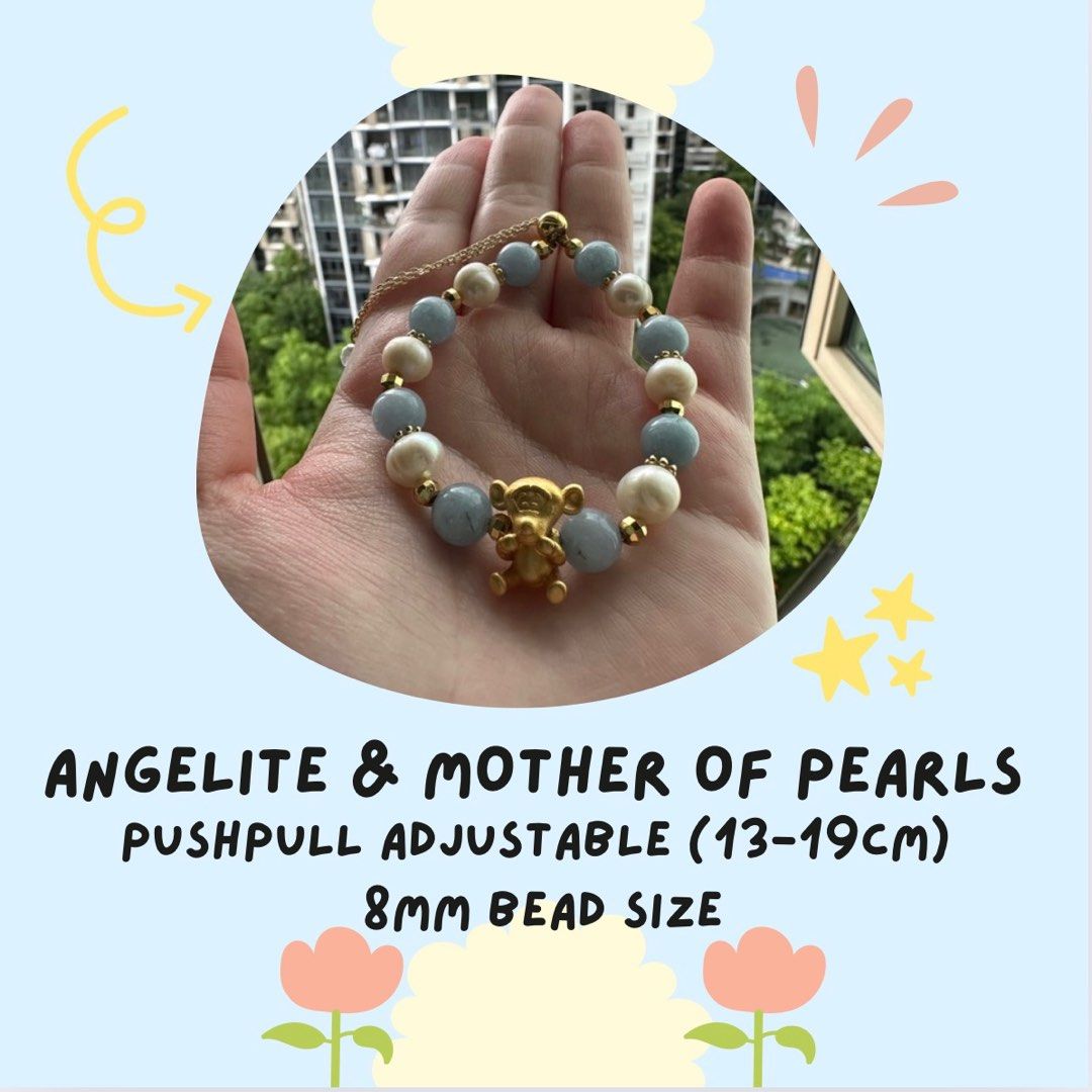 Angelite and MOP tigger crystal bracelet