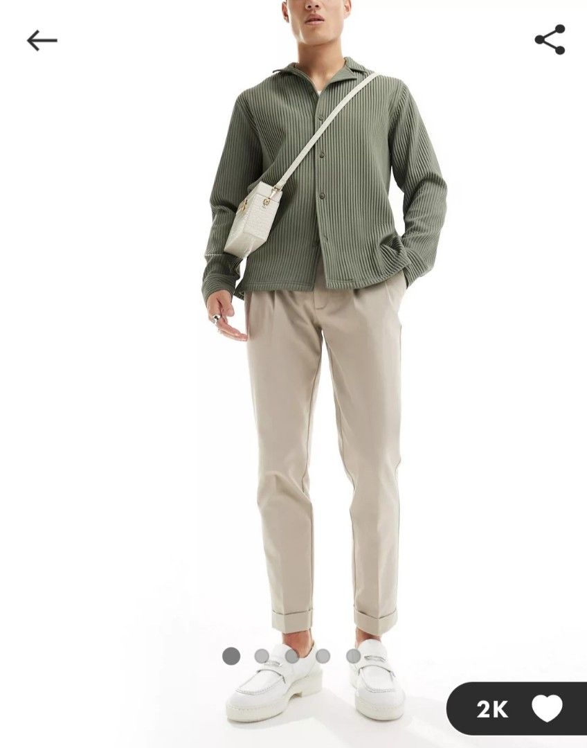 Pleated chinos with turn ups best sale