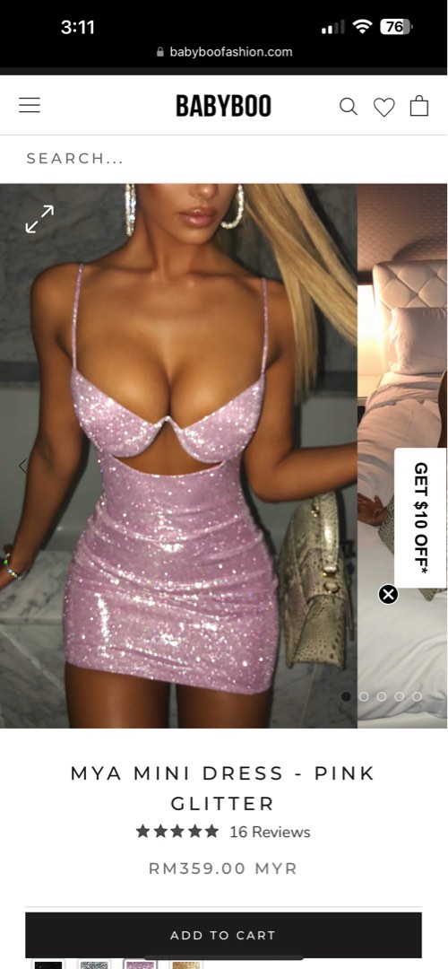 Baby boo Mya mini dress pink glitter, Women's Fashion, Dresses & Sets, Dresses on Carousell
