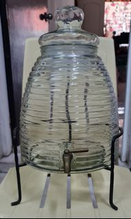 Beehive Old Fashioned Glass Jar Juice Dispenser